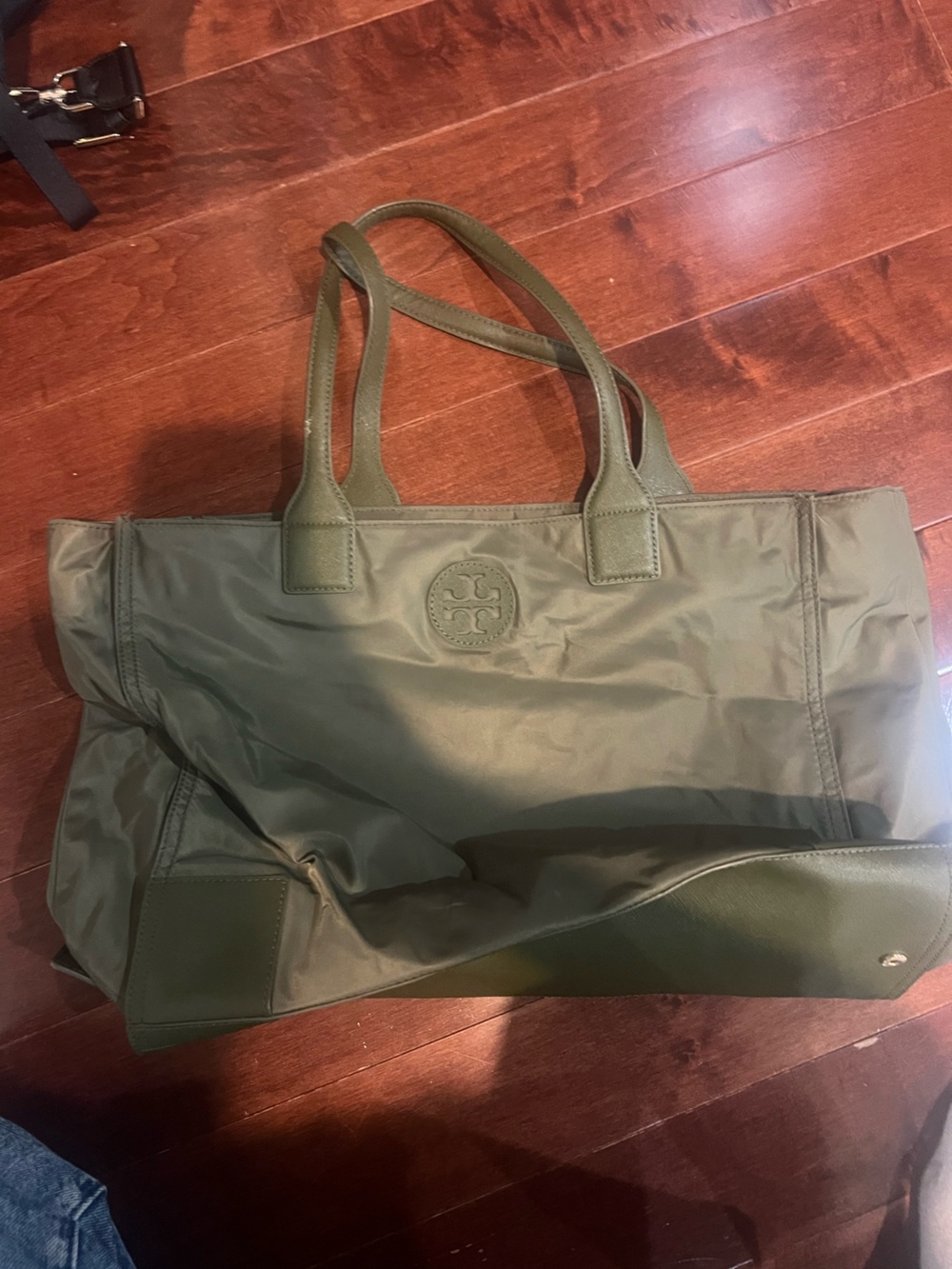 Tory Burch Olive Nylon Double-Handle Tote